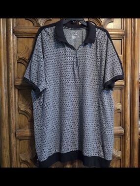 Shaquille O'Neal Men's Black Patterned Short-Sleeve Polo